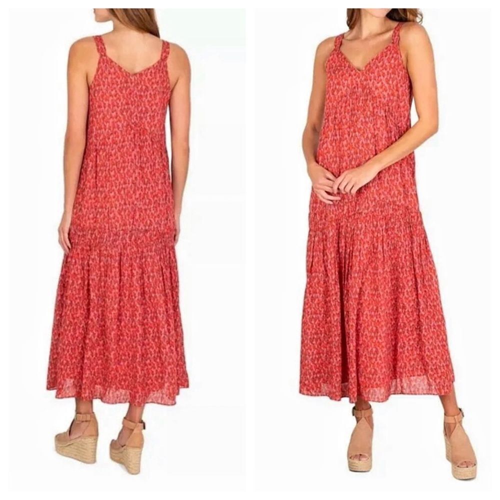 Joie Bondi Tea Rose Tiered Maxi Dress Large Cotton